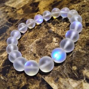 Elegant Frosted WHITE OPAL Bead Bracelet